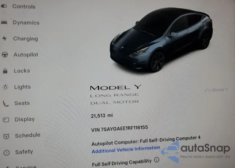 2024 Tesla Model Y из США, поврежденный, VIN 7SAYGAEE1RF116155